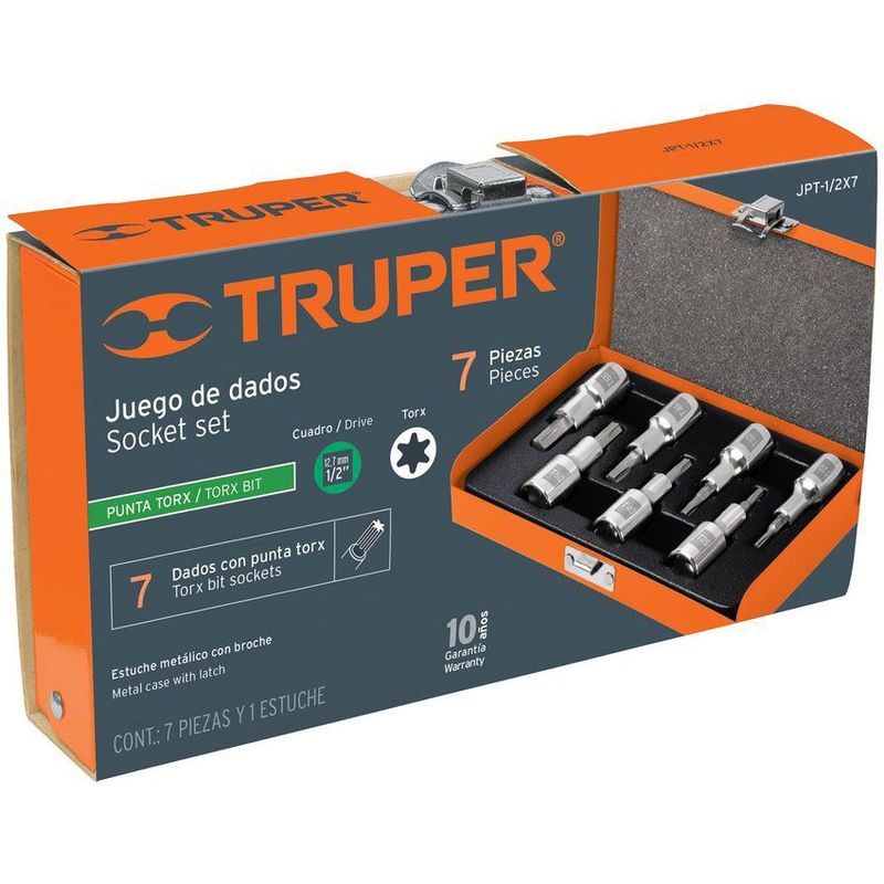 TRUPER - Juego de 7 copas punta torx mando 1/2" truper