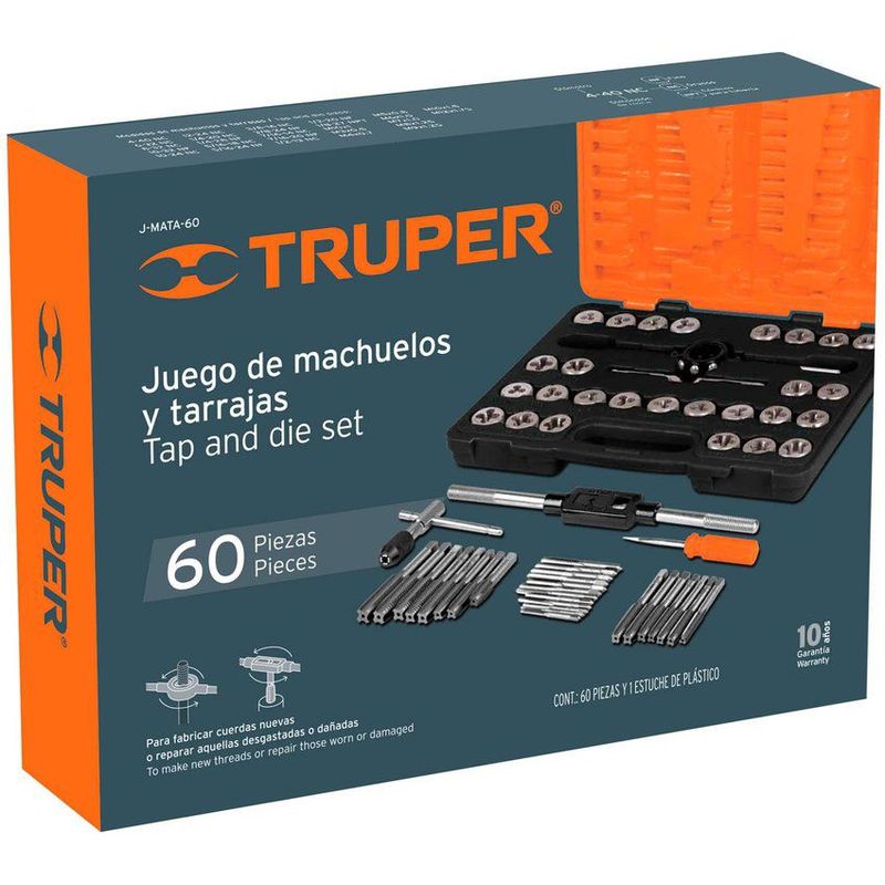 TRUPER - Machos y tarrajas juego de 60 piezas truper