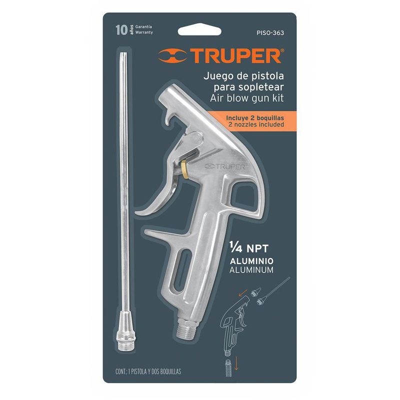 TRUPER - Juego de pistola sopleteadora con 2 boquillas truper