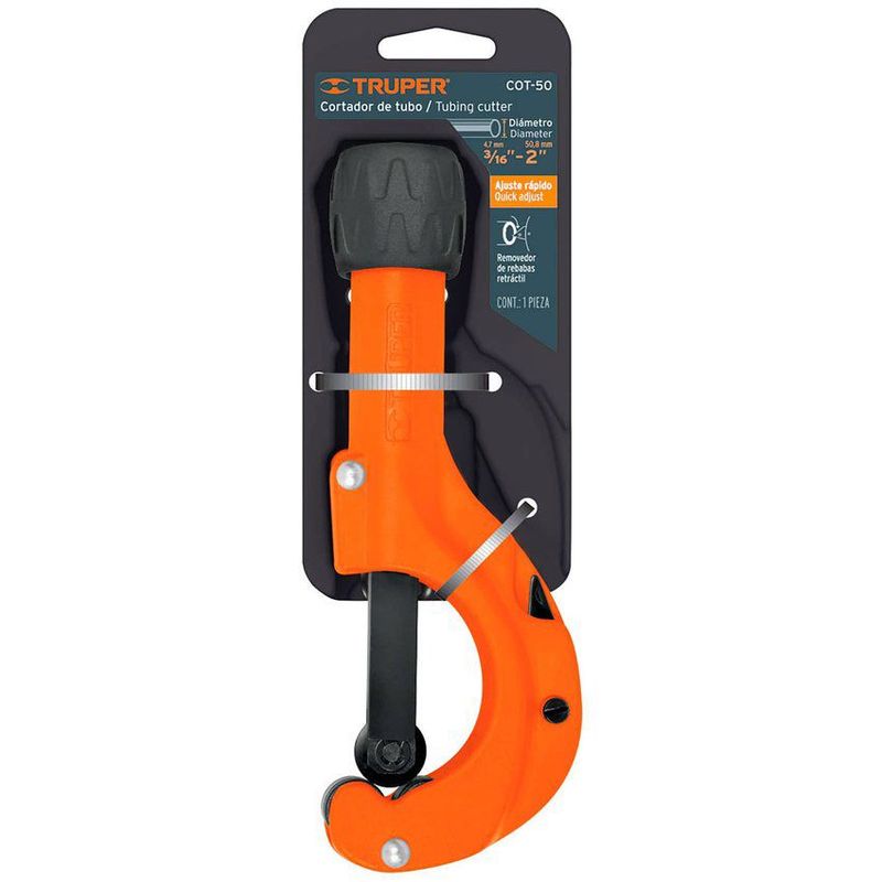 TRUPER - Cortador de tubo y rebordeador  3/16"-2"truper