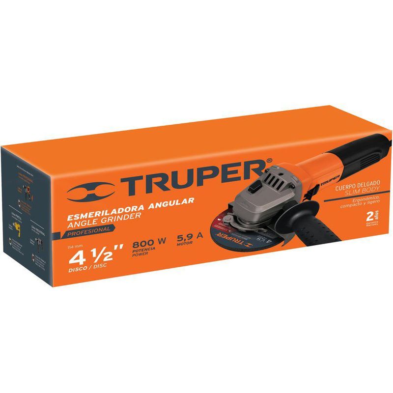 TRUPER - Pulidora angular 4 1/2" profesional 800w truper