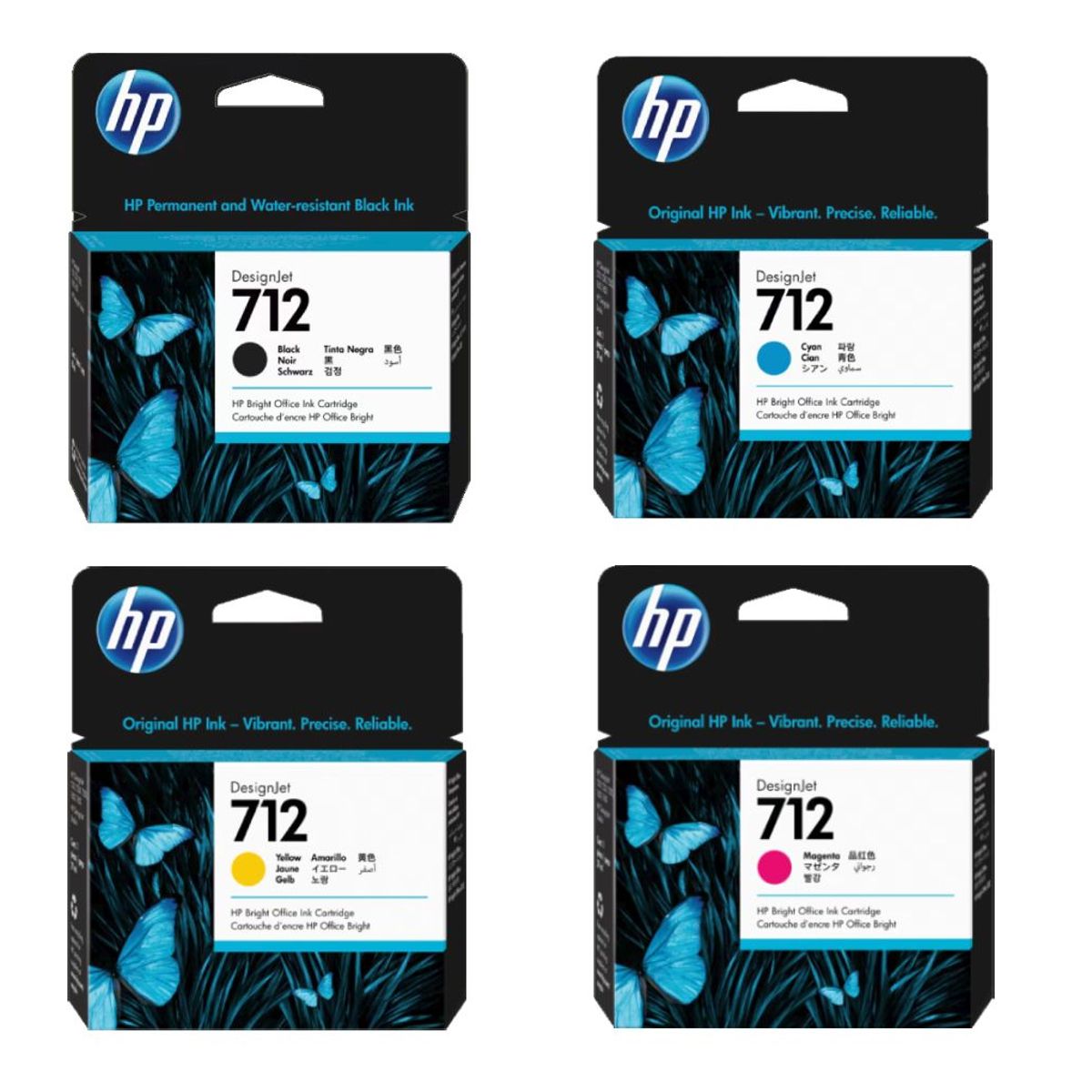 HP - Combo Cartucho de Tinta HP 712 80ML Negra y 712 Colores Original
