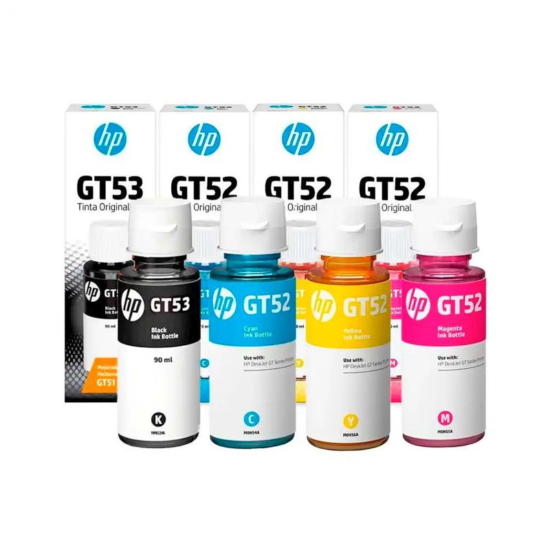 HP - Combo Botellas de Tinta HP GT53 Negra y GT52 Colores Original