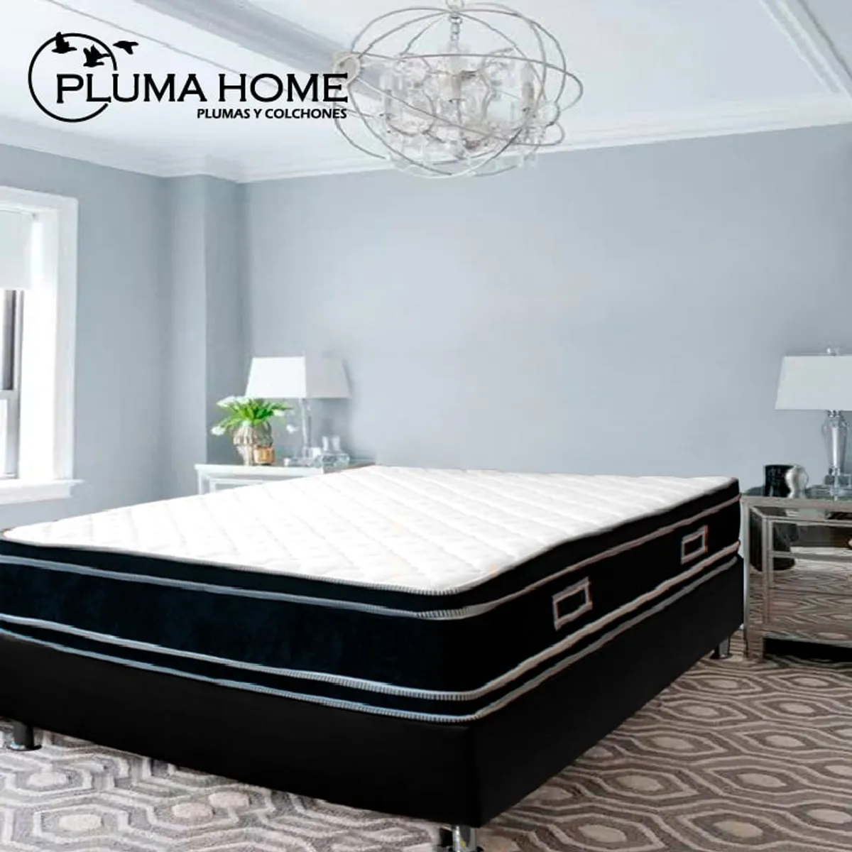 PLUMA HOME - Colchón Casatta sin resortes - Doble Gratis Protector + Almohadas.