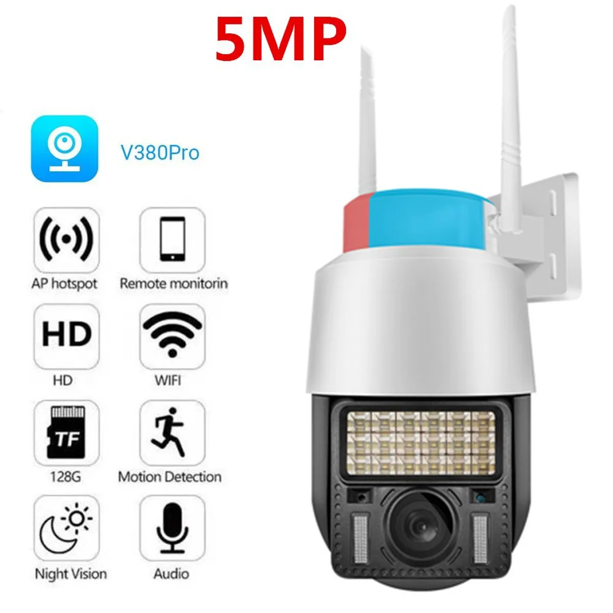 GENERAL - Cámara De Seguridad V380 Pro Wifi Ptz C166-H Para Exterior.