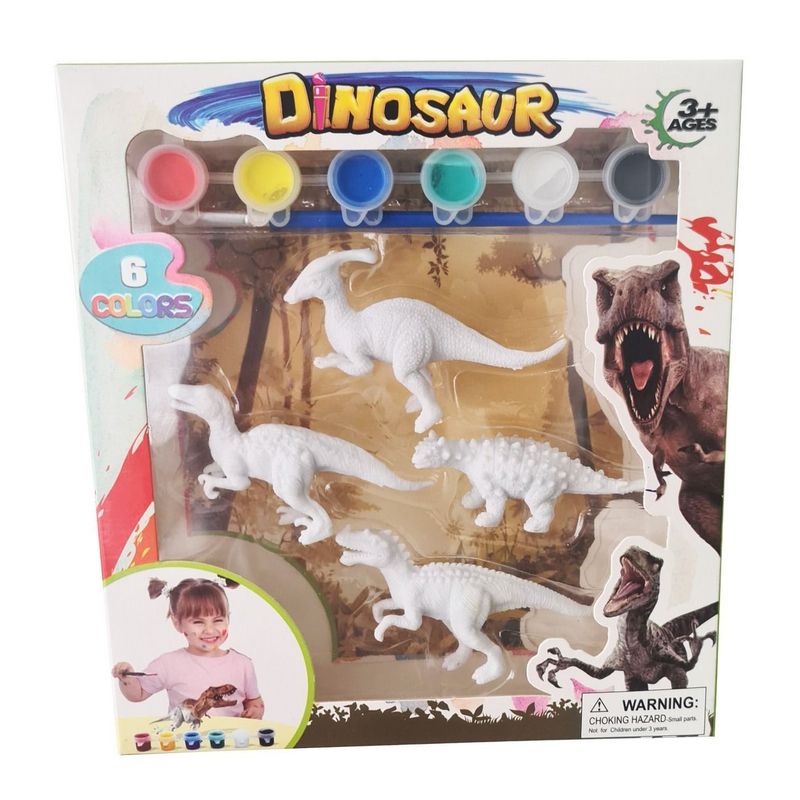 DAYOSHOP - Juguete Dinosaurios Jurassic Pack X 4 Para Pintar Didáctico