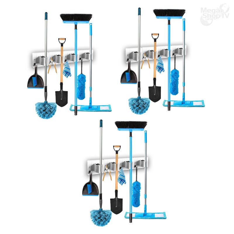 ENERGY PLUS - 3 Organizadores de escobas traperos porta escobas colgador X4