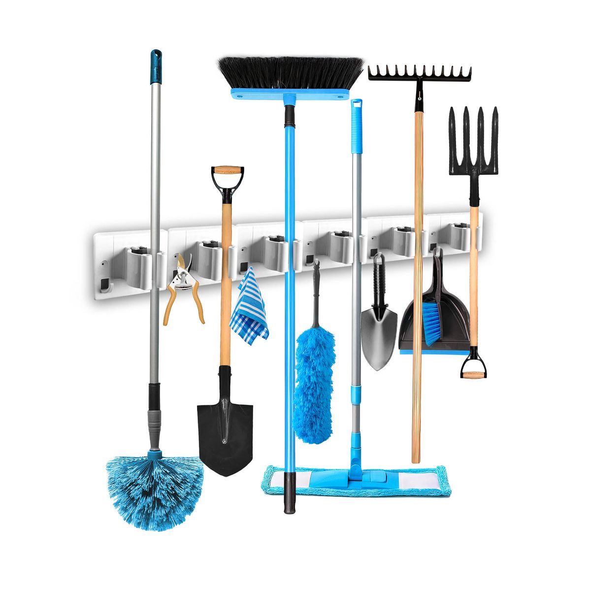 ENERGY PLUS - Organizador de escobas traperos Porta escobas y colgador X6