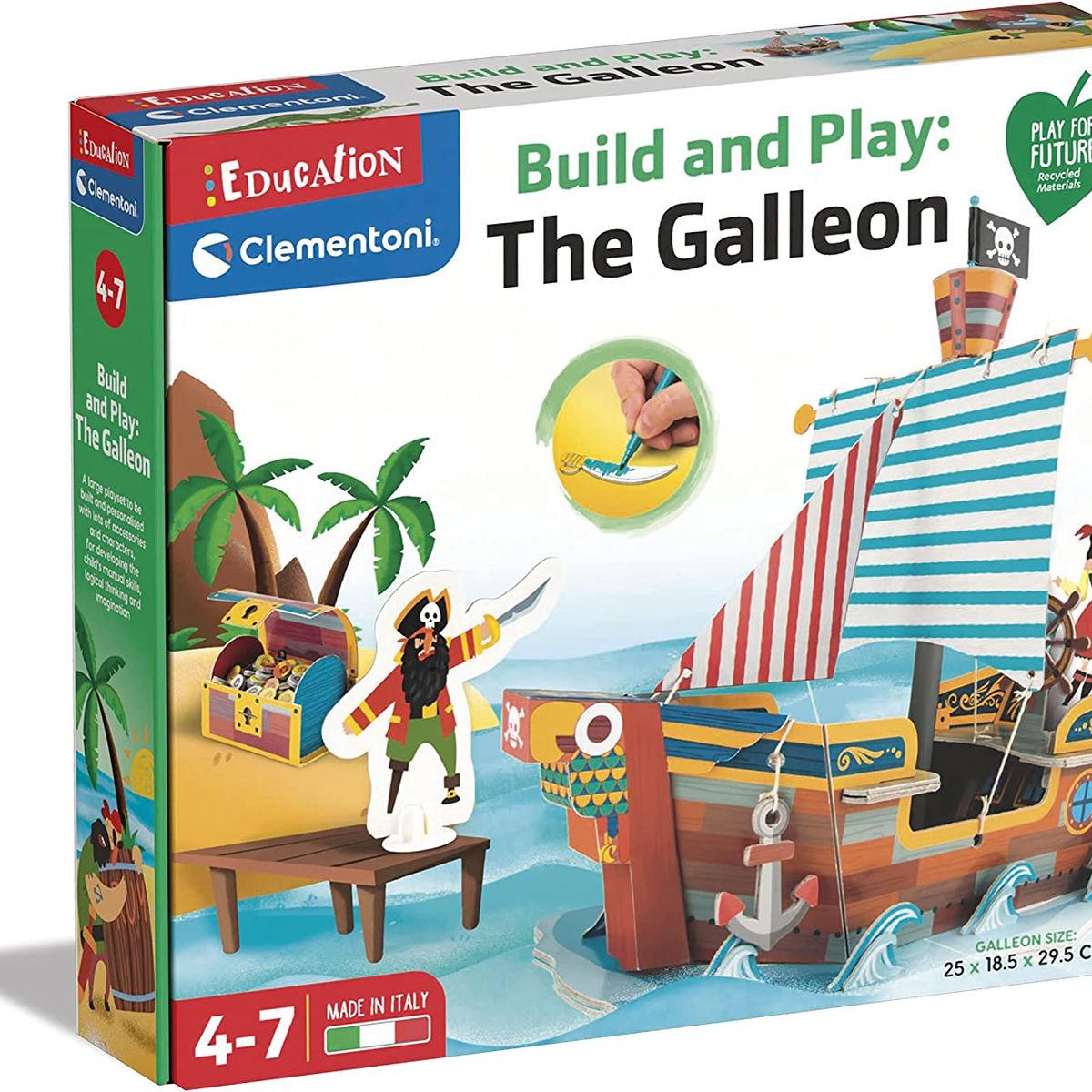 CLEMENTONI - Set De Construcción El Barco Pirata Juego Para Niños Niñas