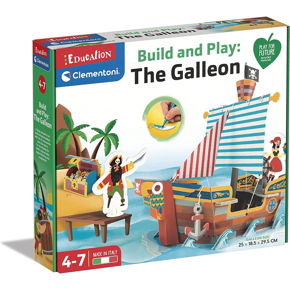 CLEMENTONI - Set De Construcción El Barco Pirata Juego Para Niños Niñas