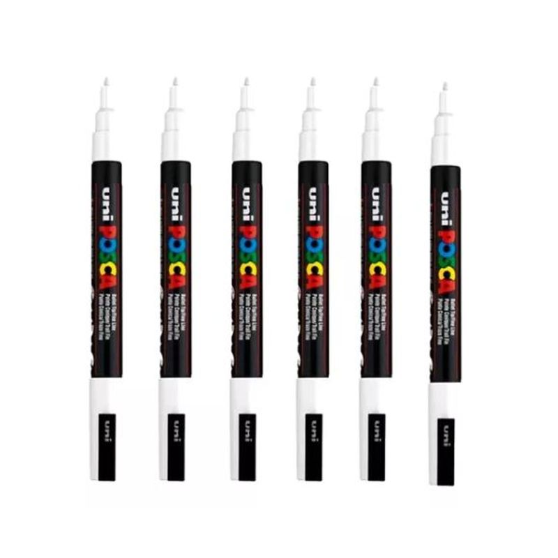 POSCA - Marcador Gráfico De Vinilo Posca Punta Pc-3m X6 Unds Blanco