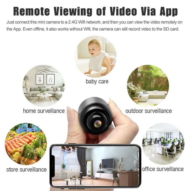 GENERICO - Mini Camara De Seguridad Espia Full Hd 1080 Sensor De Movimiento