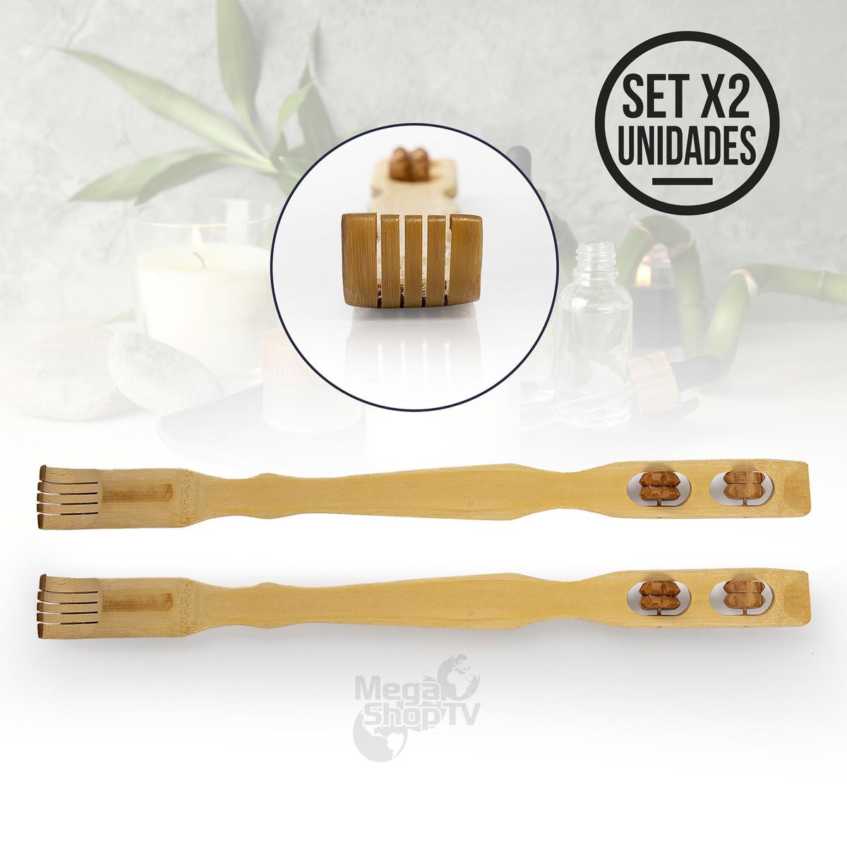 STYLE STARS - Kit x 2: Rascador de espalda bambú natural relajante 46 cm