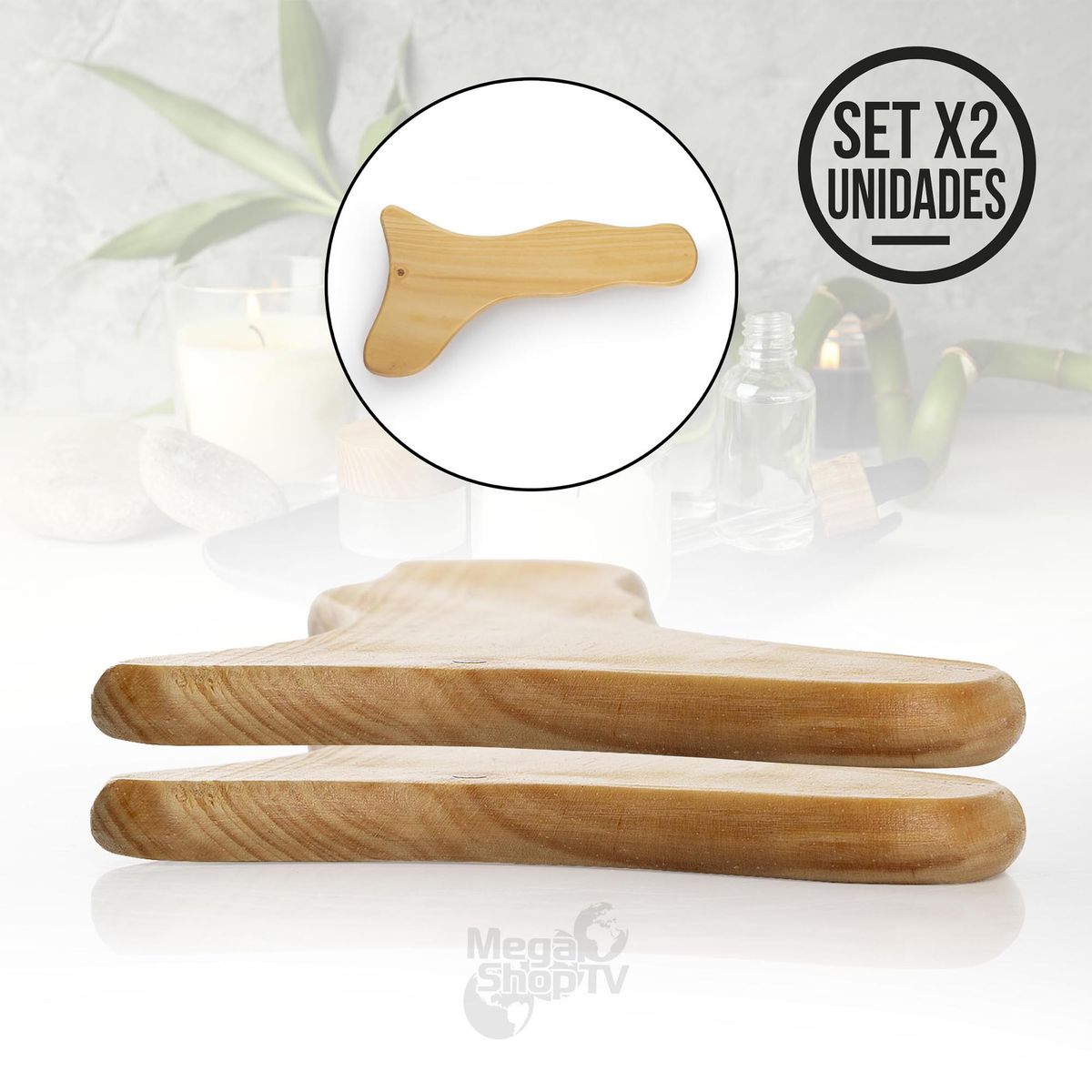 STYLE STARS - Kit x 2 Tabla gua sha para maderoterapia masajeador madera