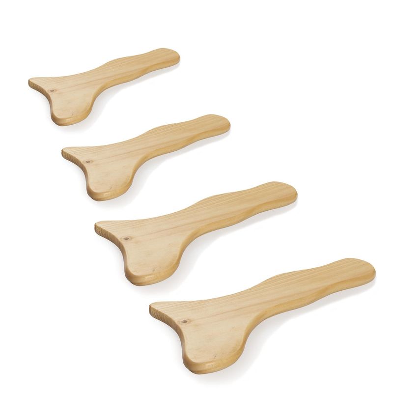 STYLE STARS - Kit x 4 Tabla gua sha para maderoterapia masajeador madera