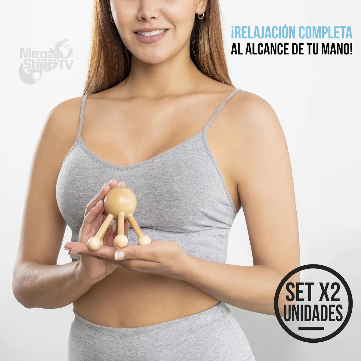 STYLE STARS - Kit x 2 Masajeador madera forma de pulpo para maderoterapia