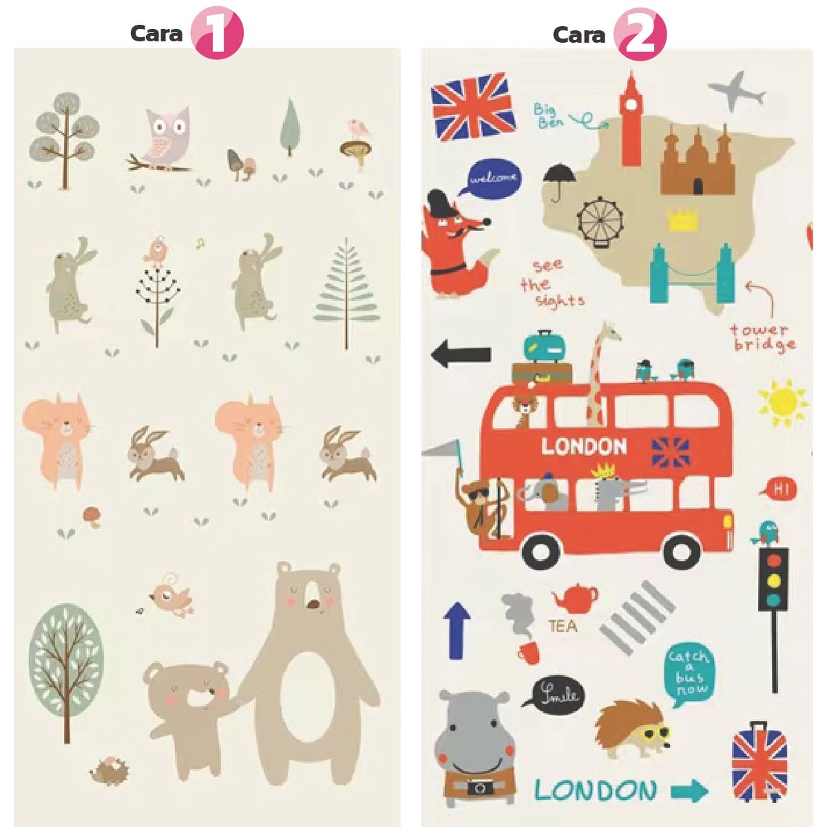 ENFANT'ASY - Tapete De Juego Plegable Gateo Bebé 200x180x1 Cm Doble Faz