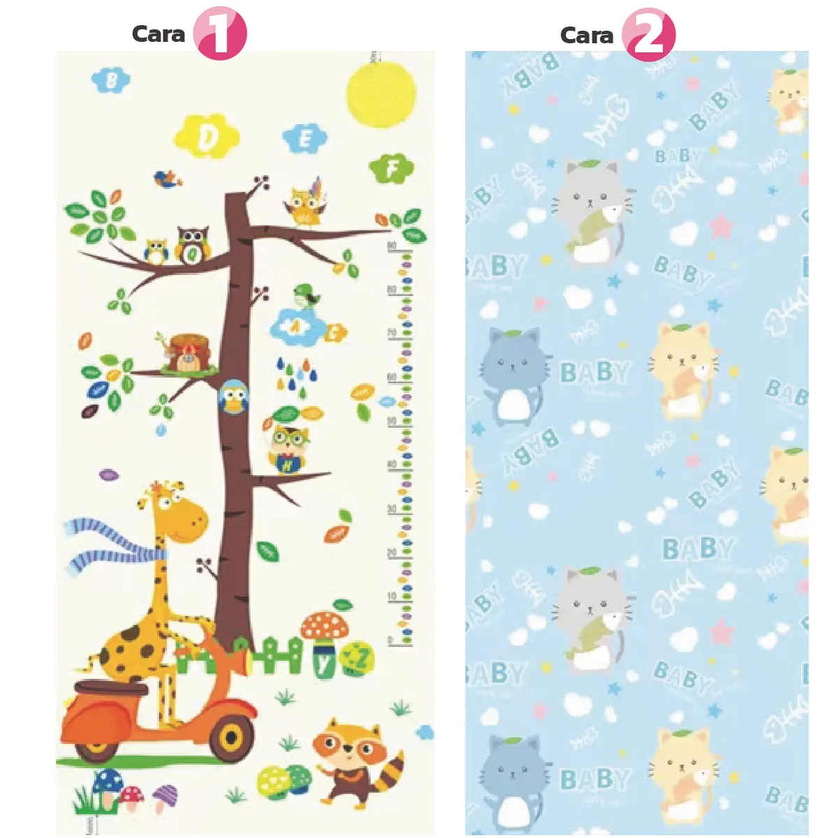 ENFANT'ASY - Tapete De Juego Plegable Gateo Bebé 200x180x1 Cm Doble Faz