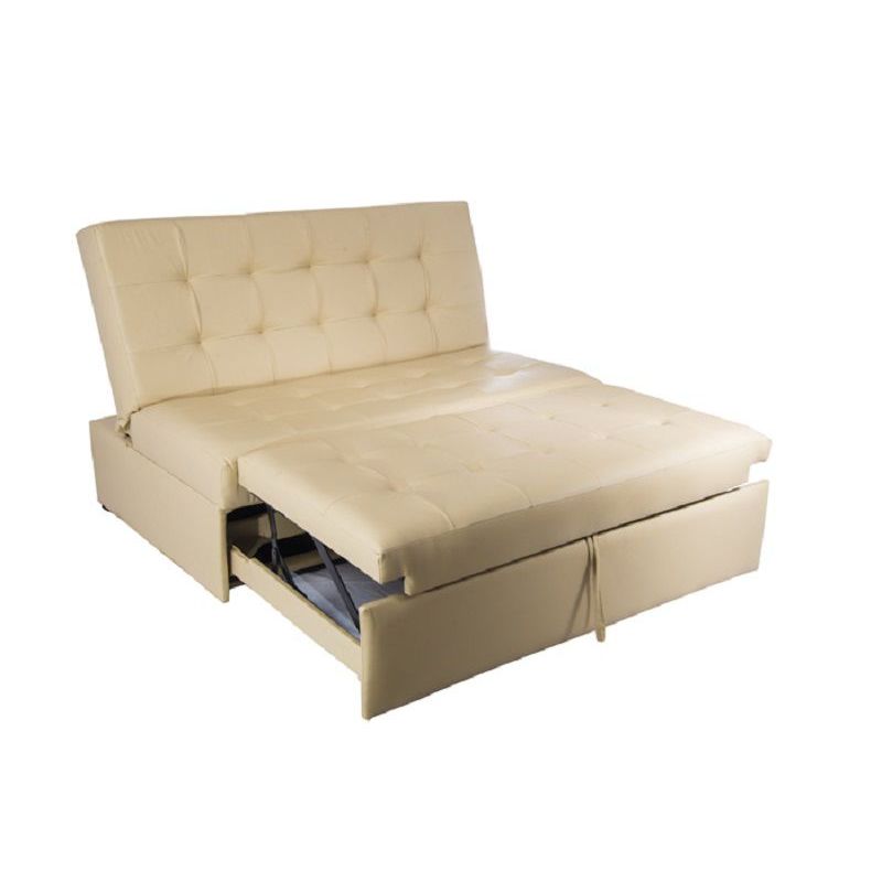 SOFA MARKET - Sofa Cama Cajon  Isla 2 Puestos Ecocuero Beige