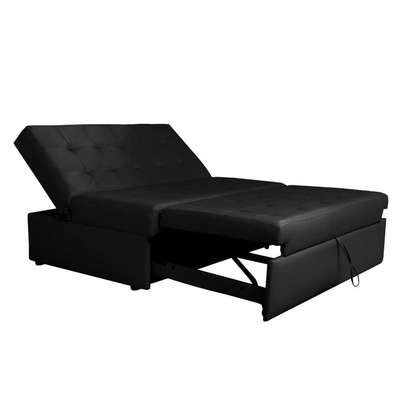 SOFA MARKET - Sofa Cama Cajon Isla 2 Puestos Ecocuero Negro