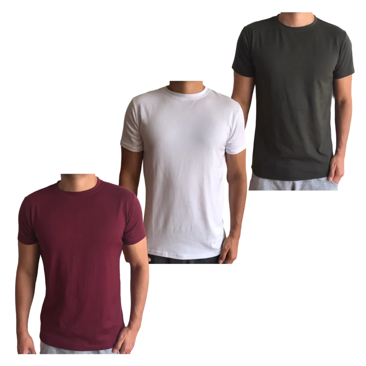 ELEMENTAL STORE - Camisetas para hombre en algodón 100% x 3 unidades.