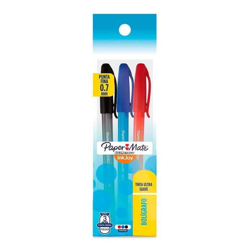 PAPER MATE - Set de Bolígrafos Gel Paper Mate Kilométrico X3