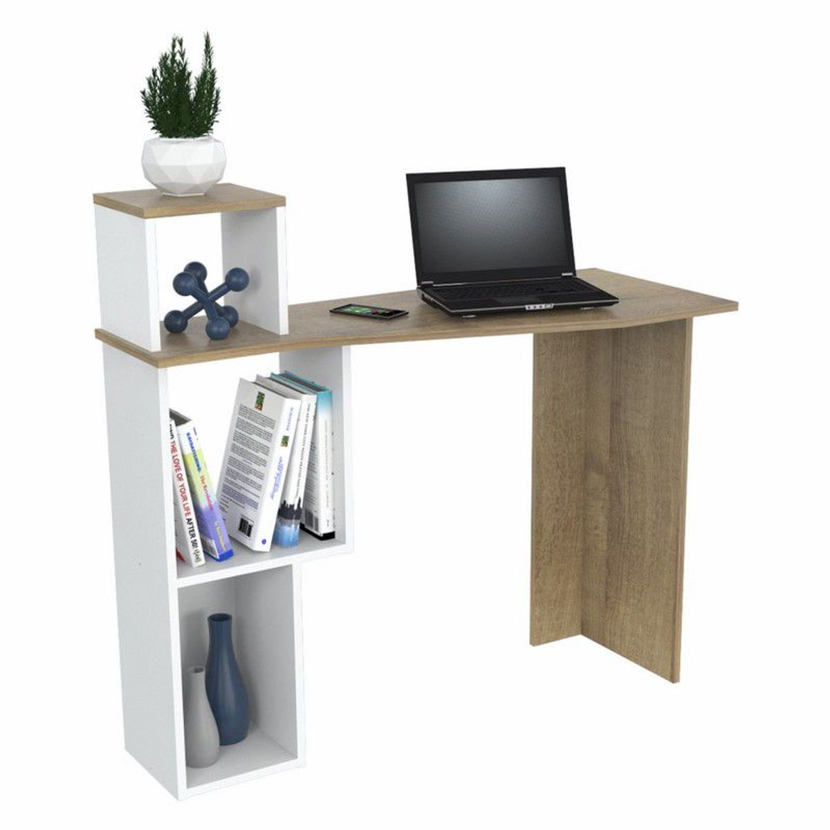 INVAL - Escritorio Inval ES11903  Amaretto/Blanco 100x95x40cm