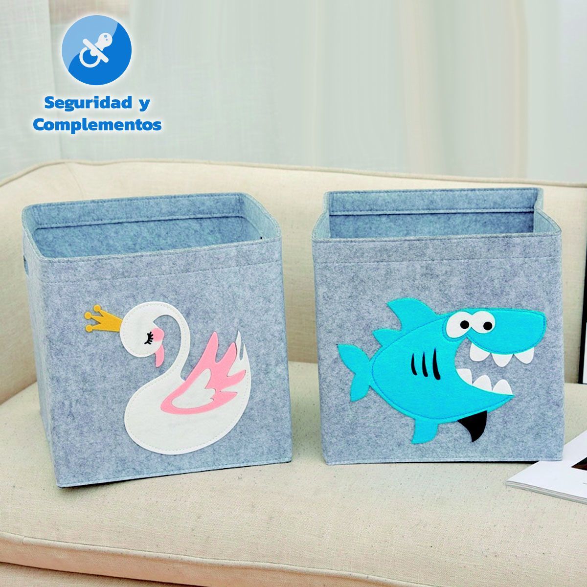 ENFANT'ASY - Caja Cesta Organizar Almacenar Juguetes Plegable En Fieltro Cisne