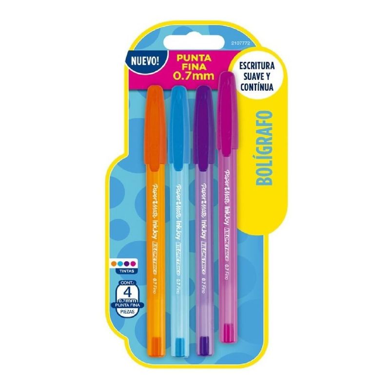 PAPER MATE - Set de Bolígrafos De Colores Paper Mate Kilométrico X4