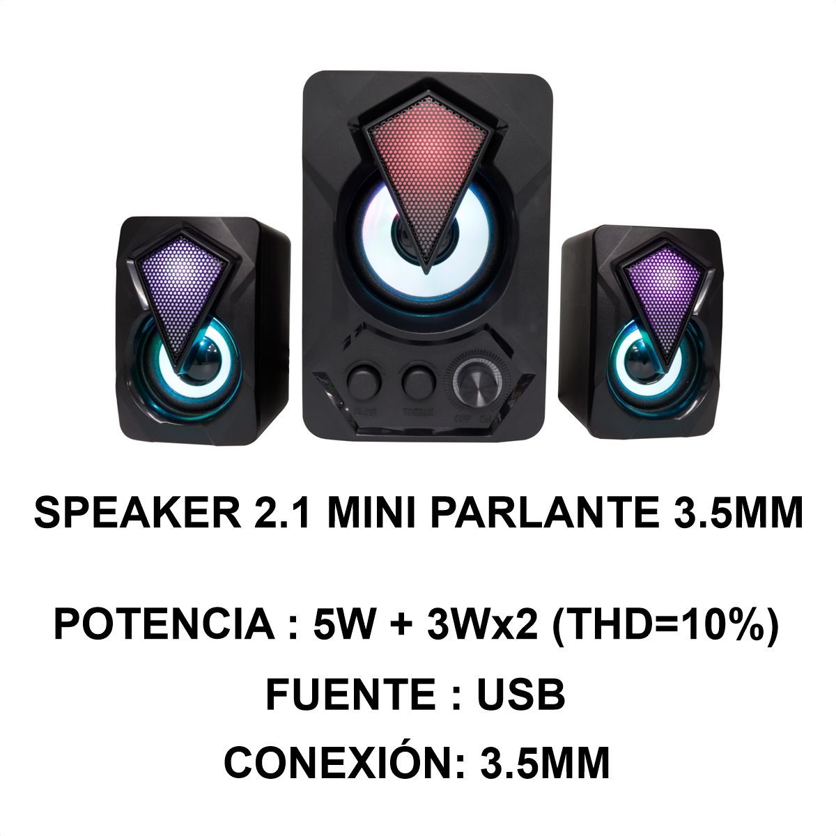 JALTECH - Parlantes Gamer 2.1 G3 Rgb Para Pc / Portátil, 11 Watts Rms