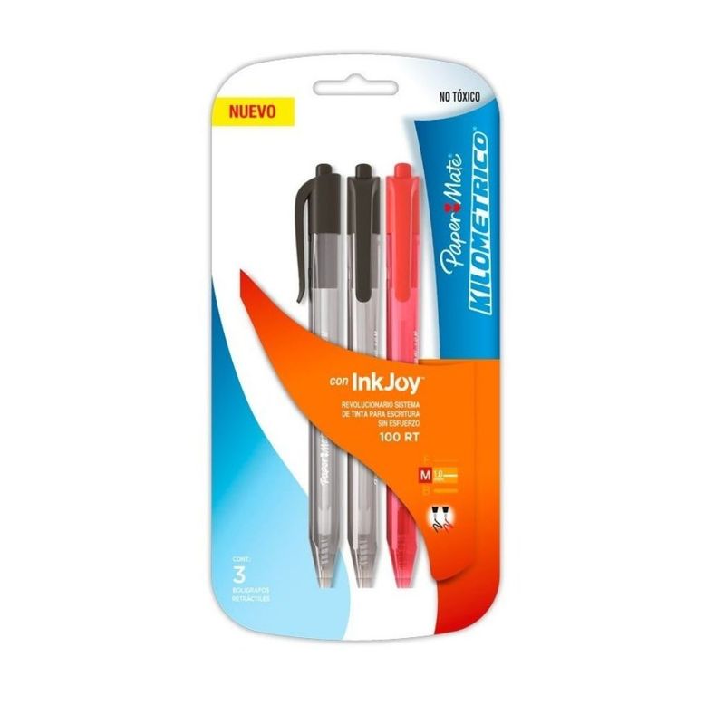 PAPER MATE - Set de Bolígrafos Paper Mate Kilométrico X3
