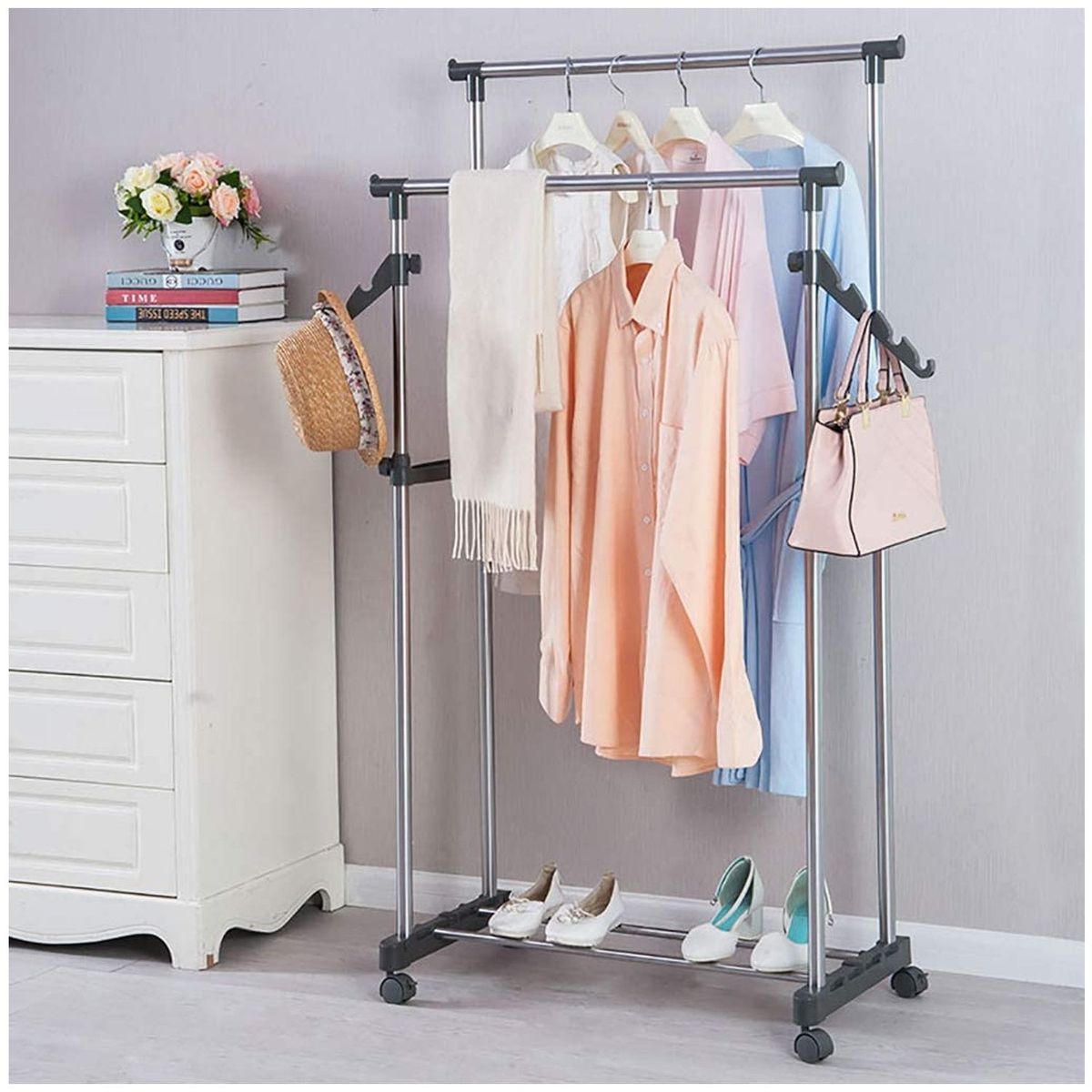 ONE PIXEL - Perchero De Pie De Acero Inoxidable Multifunción Para Dormitorio