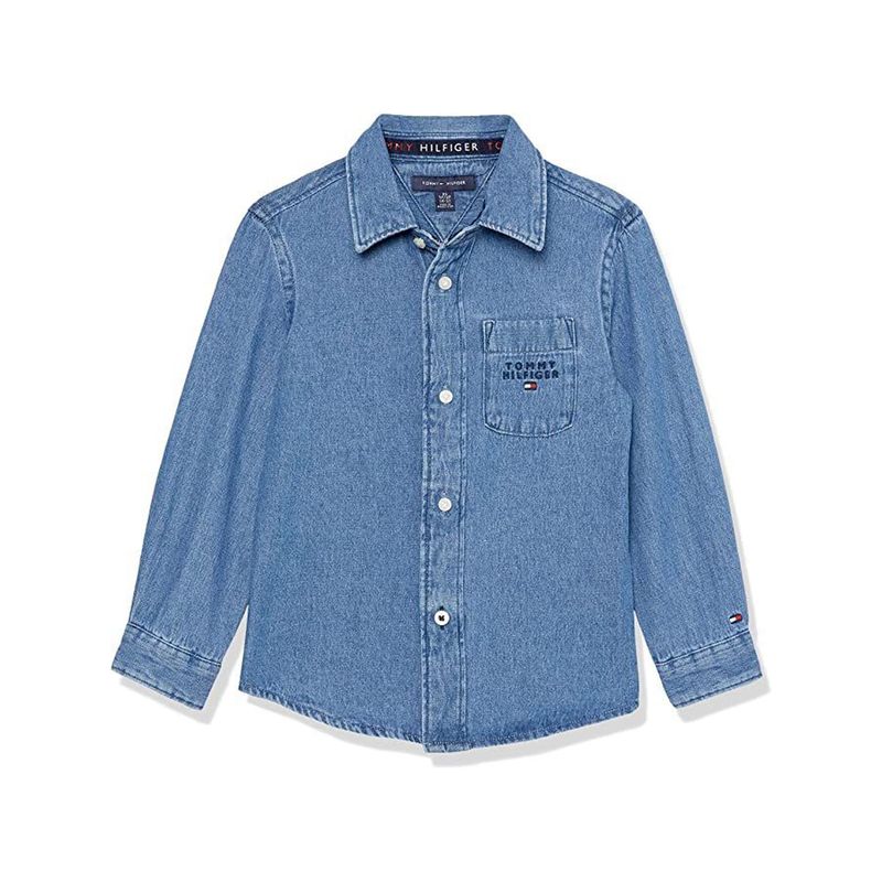 TOMMY HILFIGER - Camisa Niño De Cambray - Adaptive Azul Tommy Hilfiger