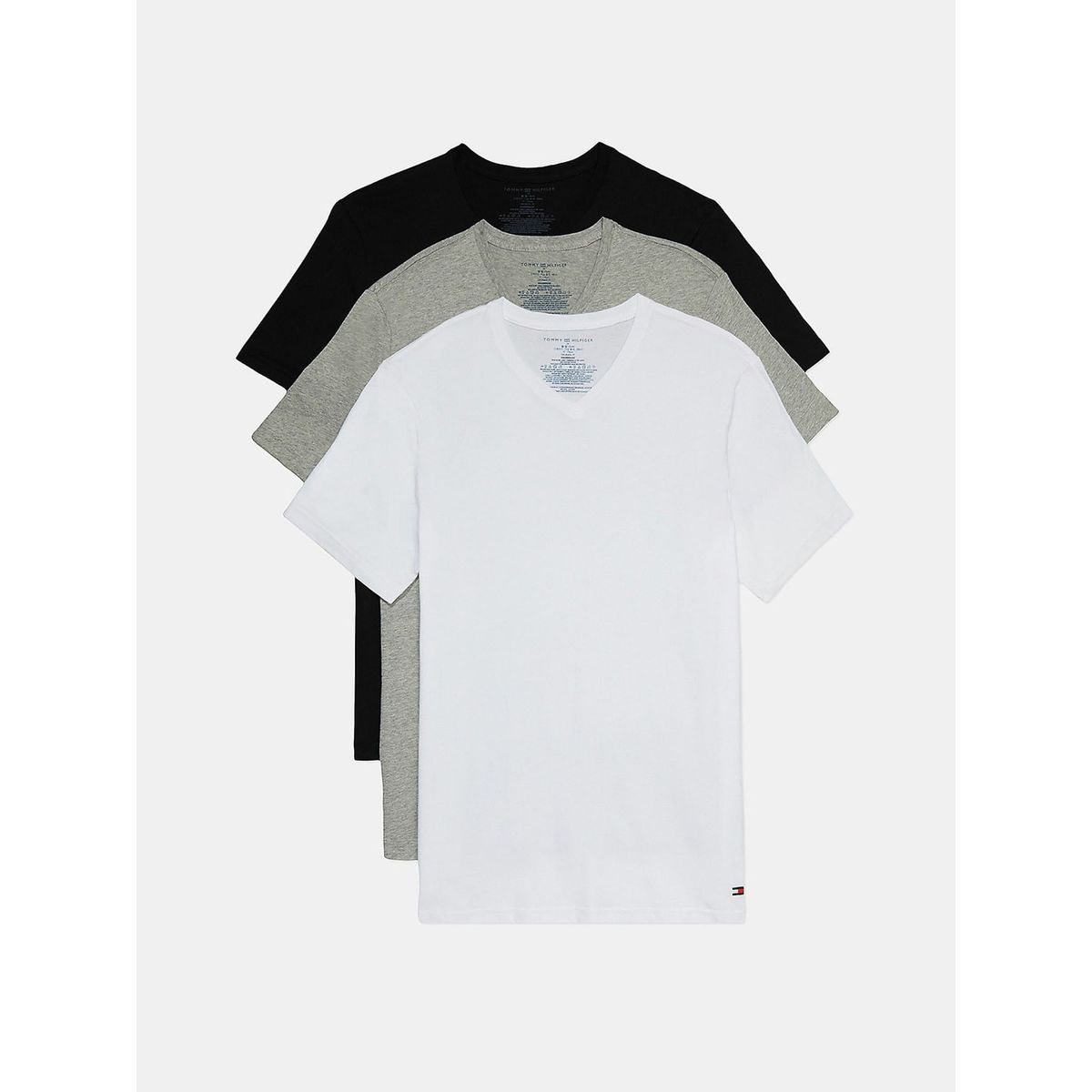 TOMMY HILFIGER - Paquete De 3 Camisetas De Cuello V Con Logo Hombre Negro Tommy Hilfiger
