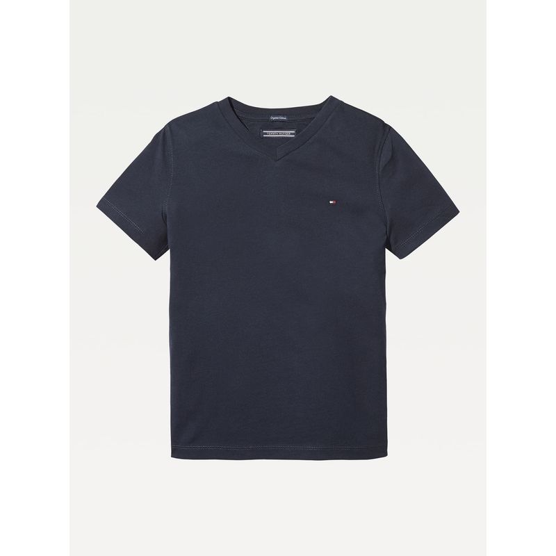 TOMMY HILFIGER - Camiseta Niño De Pico Y Algodón Orgánico Azul Tommy Hilfiger