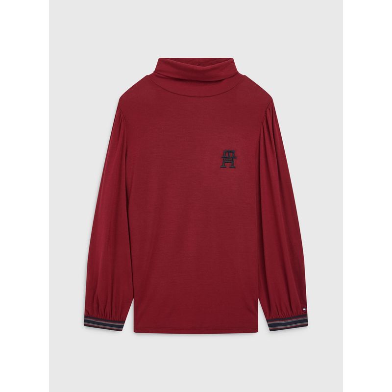 TOMMY HILFIGER - Camiseta De Cuello Cisne Con Monograma Niña Rojo Tommy Hilfiger