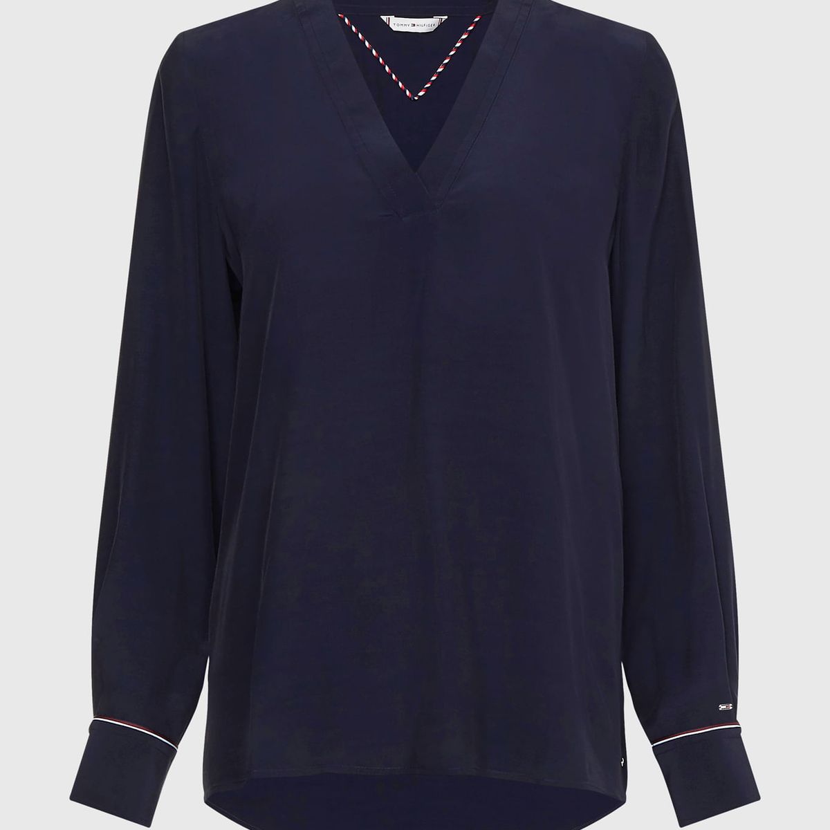 TOMMY HILFIGER - Blusa Con Cuello V Y Corte Amplio Azul Tommy Hilfiger