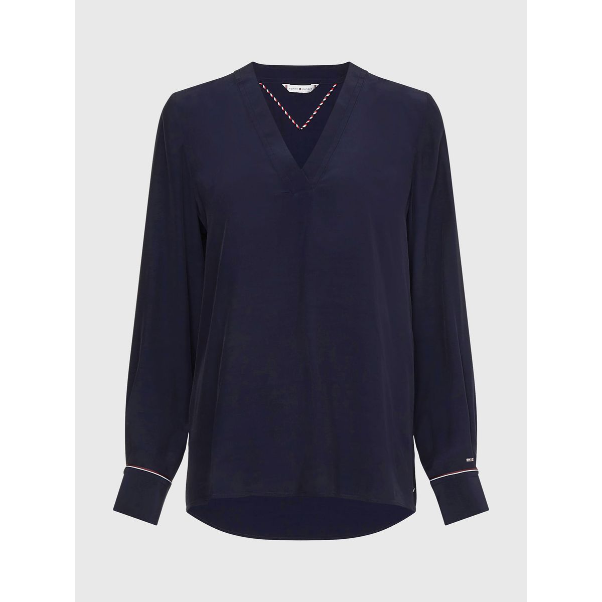 TOMMY HILFIGER - Blusa Con Cuello V Y Corte Amplio Azul Tommy Hilfiger