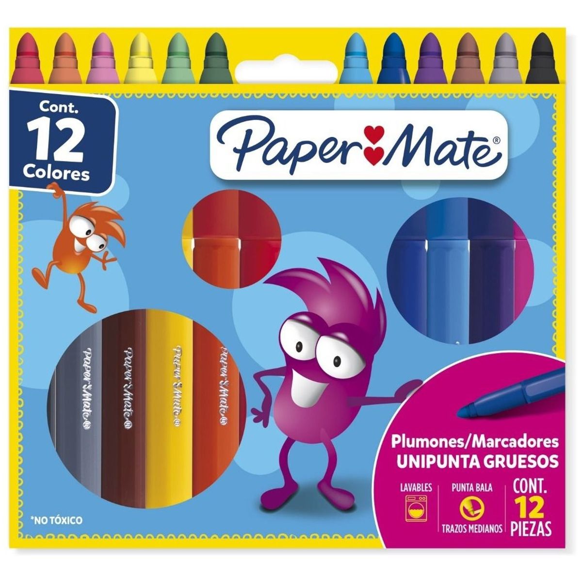 PAPER MATE - Marcadores Paper Mate Lavables Gruesos Magicolor X12