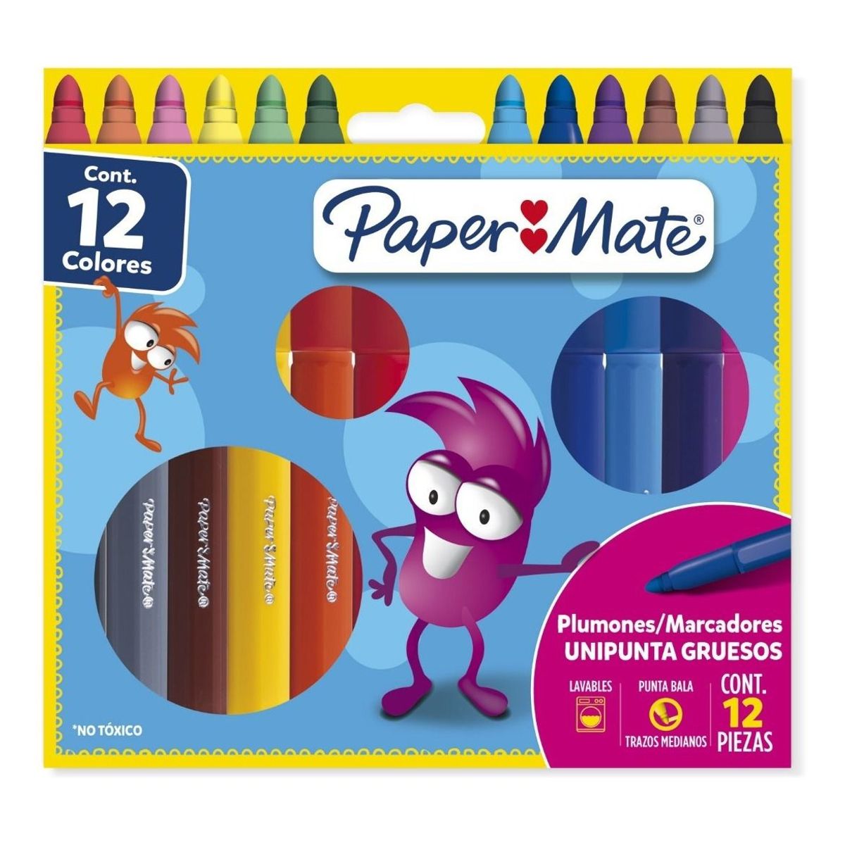PAPER MATE - Marcadores Paper Mate Lavables Gruesos Magicolor X12
