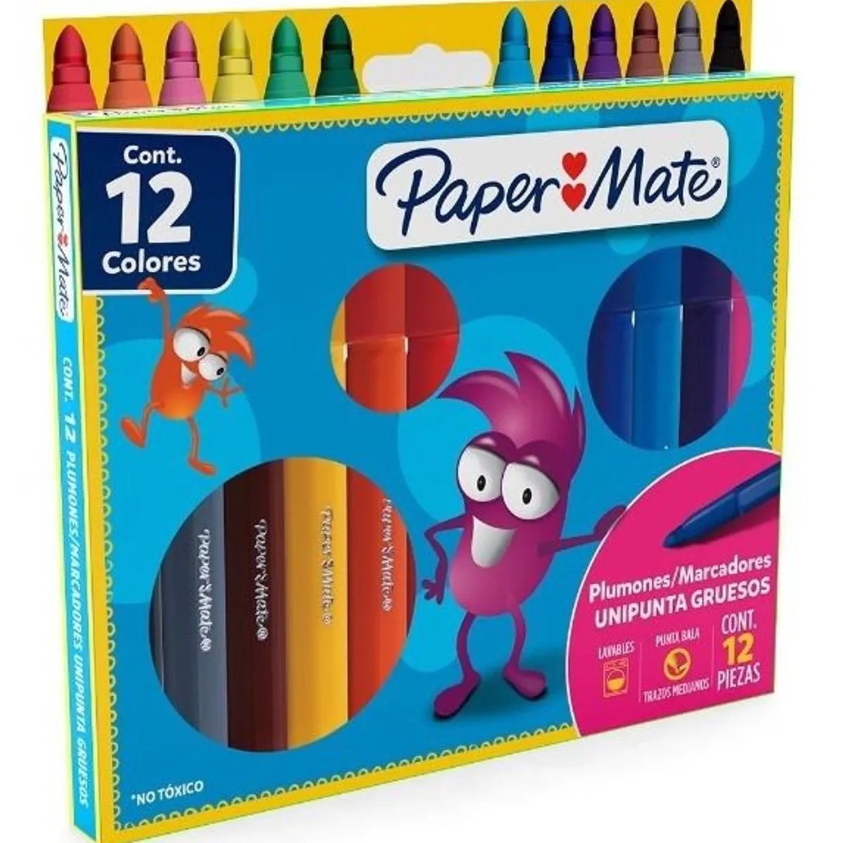 PAPER MATE - Marcadores Paper Mate Lavables Gruesos Magicolor X12