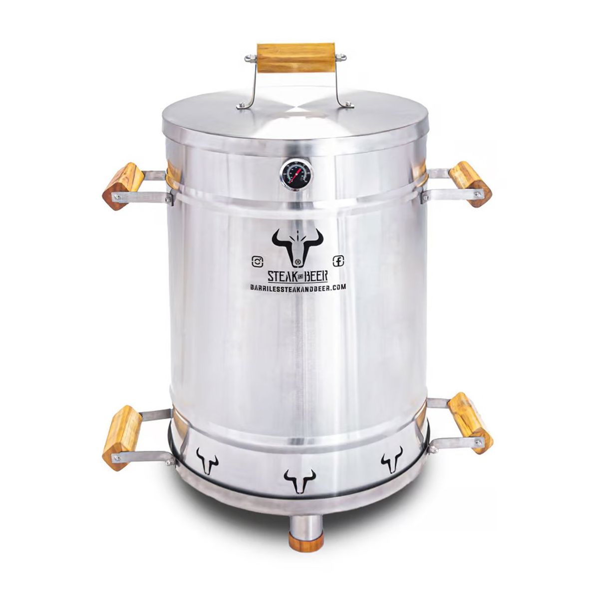 STEAK AND BEER - Barril Asador Grande INOX 80cm X 45cm incluye accesorios - 30 a 35 Libras