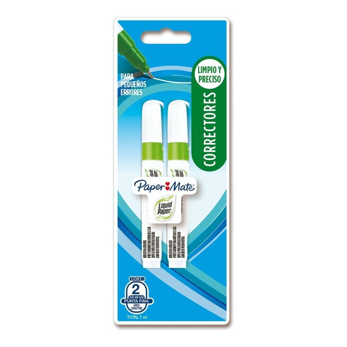 PAPER MATE - Lápiz Corrector Liquido Punta Fina Paper Mate 3.5ml X2