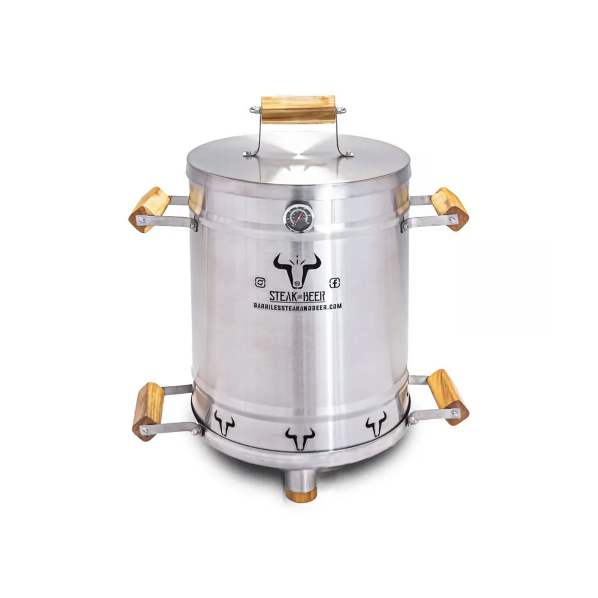 STEAK AND BEER - Barril Mediano INOX (68cm X 40 cm) Incluye accesorios