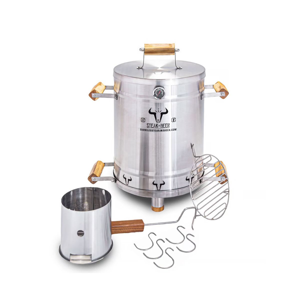 STEAK AND BEER - Barril Mediano INOX (68cm X 40 cm) Incluye accesorios