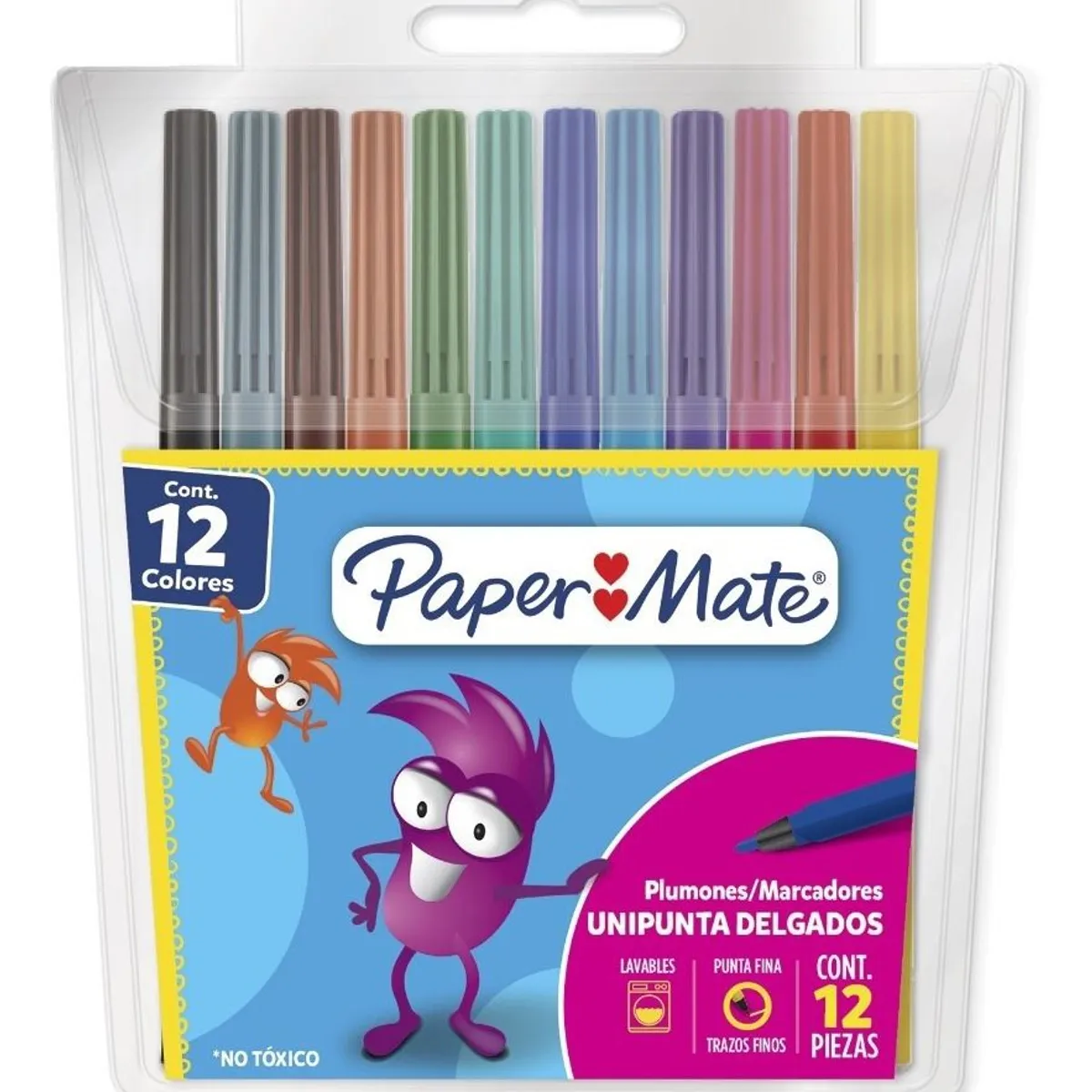 PAPER MATE - Marcador Permanente Paper Mate Unipunta Delgados X12