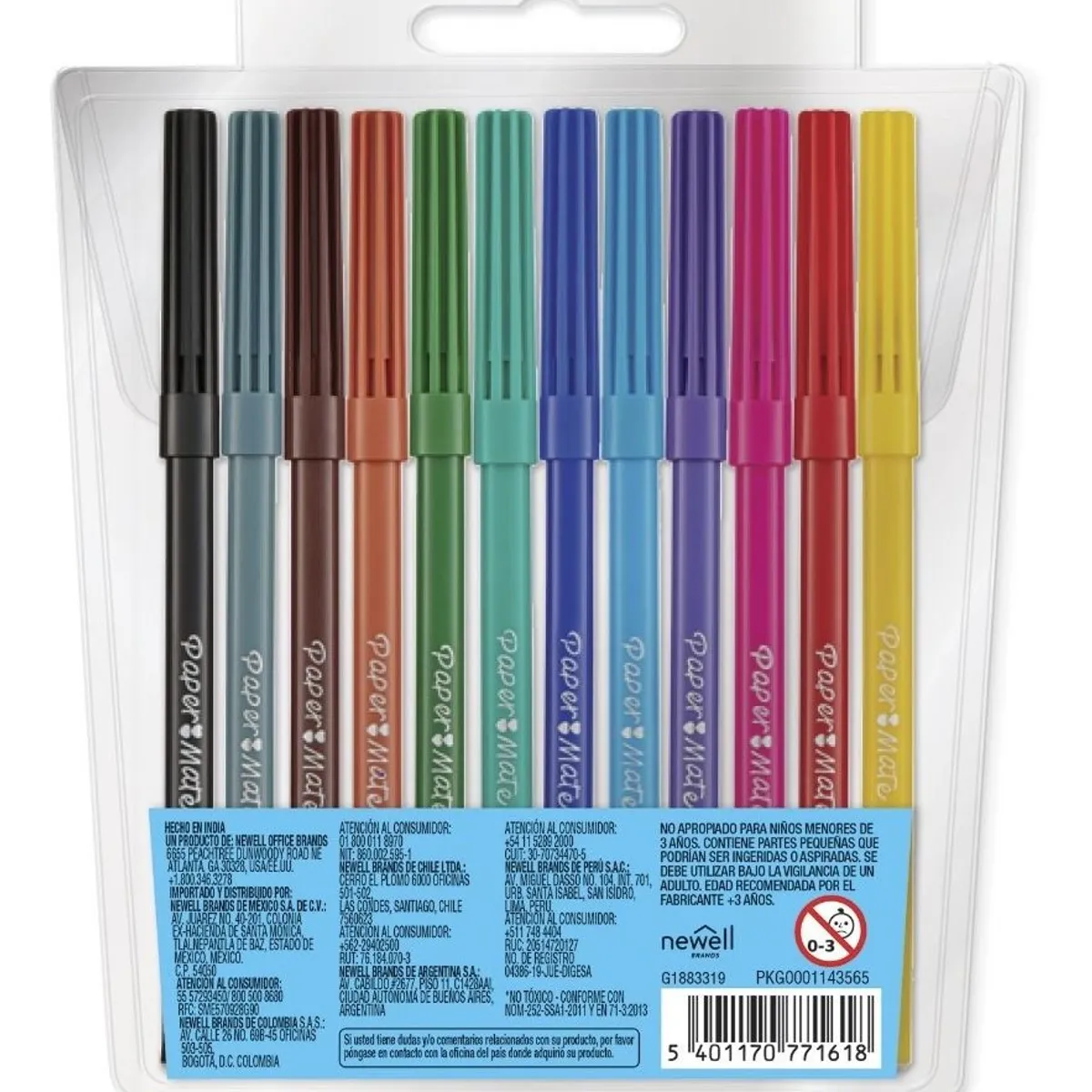 PAPER MATE - Marcador Permanente Paper Mate Unipunta Delgados X12