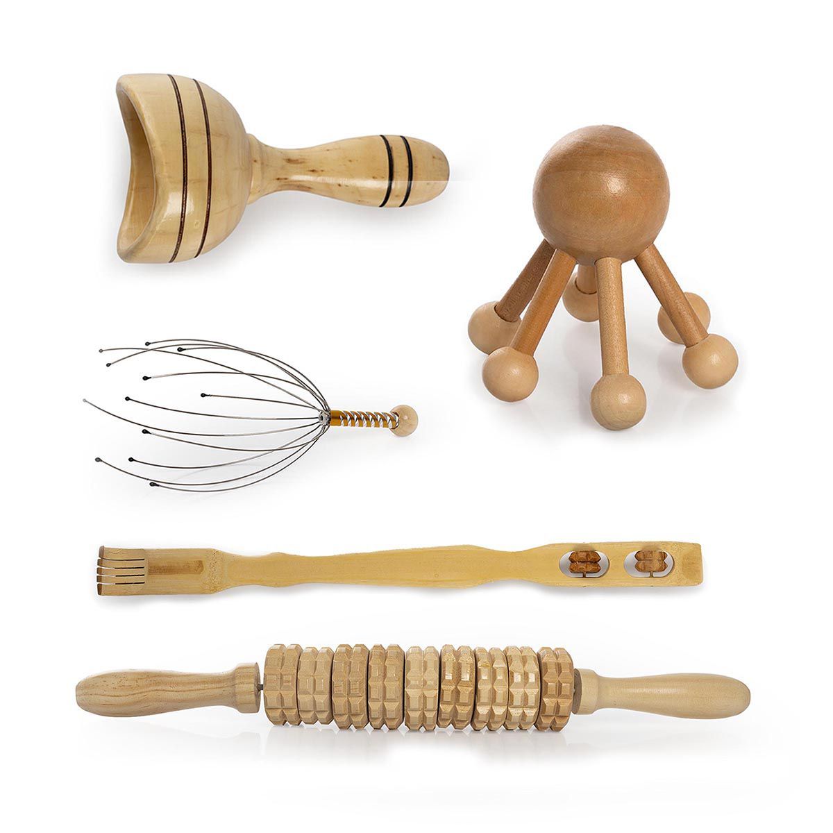 STYLE STARS - Masajeadores en Kit x 5 maderoterapia relajantes y reductores