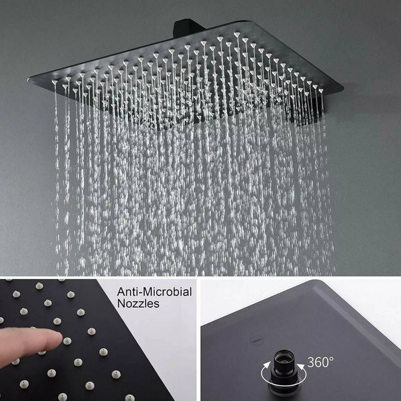 GENERICO - Regadera ducha 20cm acero color negro matte-tubo  Pared