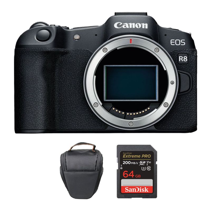 CANON - Canon EOS R8 Mirrorless Solo Cuerpo  Memoria 64Gb de 200Mbs  Bolso